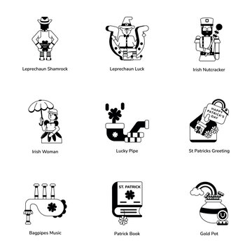 Bundle of Glyph Style Lucky Day Icons 

