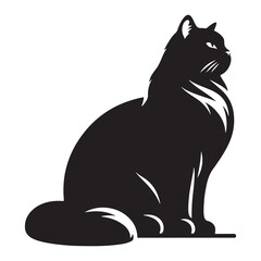 Minimallist Cat Silhouette in striking and elegent design-Minimalist vector cat silhouette