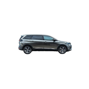 Modern Peugeot 5008 SUV, French car isolated on white, no background, png file, transparent file, close up high resolution photo