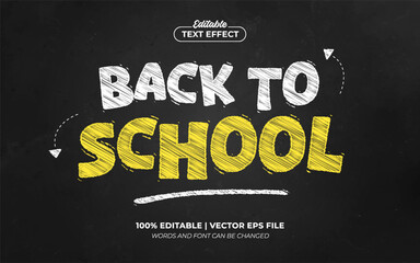 Fototapeta na wymiar Back To School Chalk On Blackboard Editable Text Effect Template Style Premium Vector