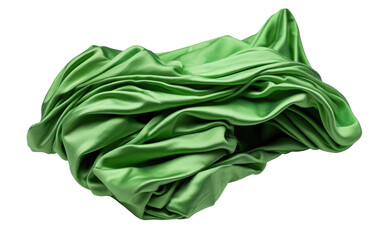 Close Up of Green Cloth. A detailed view of a vibrant green cloth placed on a clean Transparent background.