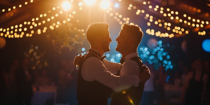 Newlywed Gay Couple on Wedding Celebration