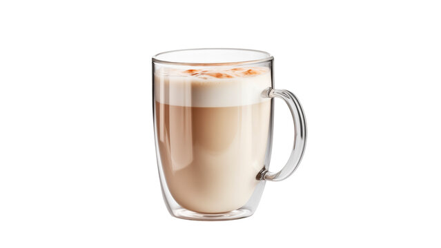 Mug of latte cut out. Transparent cup of coffee cutout