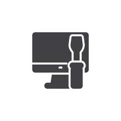 Screwdriver and a computer vector icon