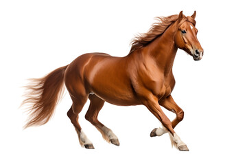 horse trotting running for target clear look isolated on white background or transparent png background