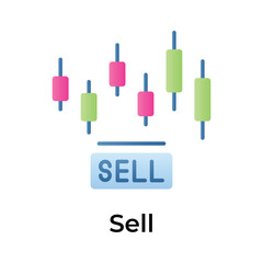 Stock trading vector design, Sell stock icon editable style