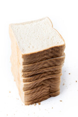 Sliced white bread isolated on white background