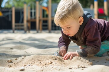 child spotting a diamond on a playground sand