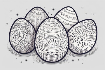 Festive spirit with a doodle-style finesse. Easter eggs in watercolor style.