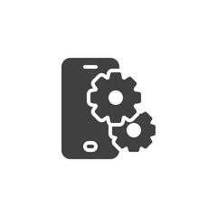 Smartphone with a gear vector icon