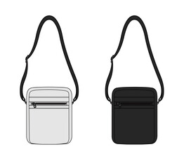 Shoulder bag vector template illustration set