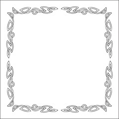 Elegant black and white frame with Scandinavian ornament, decorative border, corners for greeting cards, banners, business cards, invitations, menus. Isolated vector illustration.	
