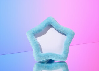 Blue star photo frame. Stylish children's interior.