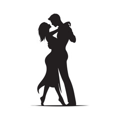 Minimalist Couple Silhouettes Capturing Embarrassing yet Endearing Encounters- Vector embarrassing couple silhouette.