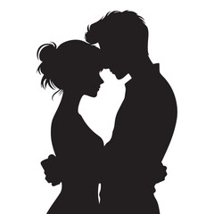 Minimalist Couple Silhouettes Capturing Embarrassing yet Endearing Encounters- Vector embarrassing couple silhouette.