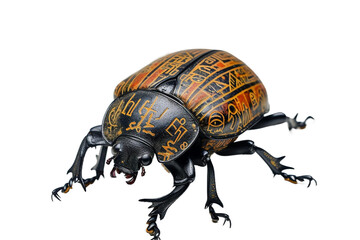 Beetle Amulet with Hieroglyphics Isolated on Transparent Background