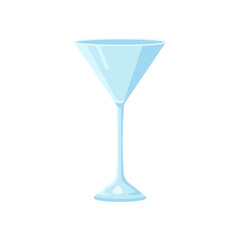 Glass for alcohol and non alcohol drinks in flat style on white background for icons, webs, apps