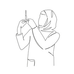 Muslim woman doctor gives an injection