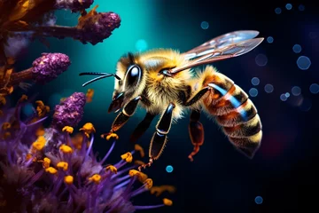 Fototapete Rund a bee flying around a flower © Eugeniu