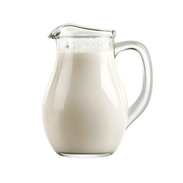 glass jug of milk isolated on a white or transparent background