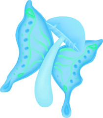 blue butterfly winged mushroom