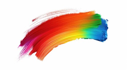 Rainbow coloured colourful paintbrush stroke isolated on white background