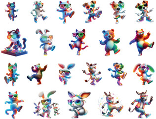 Naklejka premium Dancing Animals Clipart Bundle