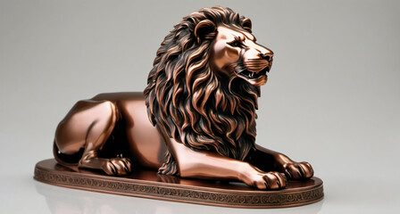 Copper lion figurine. Digital illustration.