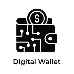 Trendy icon of digital wallet, online payment, ewallet, business and finance vector