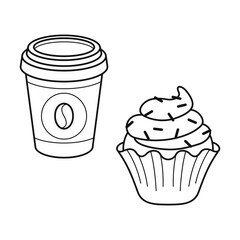 Cute sweet food beverage vector art icon design. Sugary foods simple.