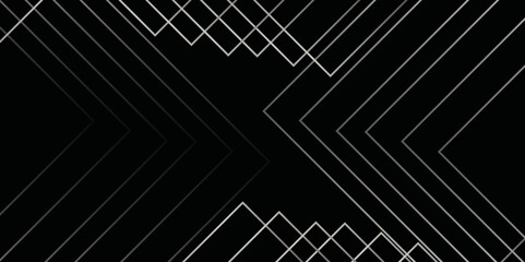 Abstract grey lines on black background with luxury shapes square background. Modern pattern elegant gray line template background. Vector black abstract background lines digital concept.