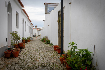 Calle tipica de Marvao en Portugal - obrazy, fototapety, plakaty