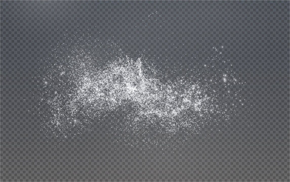 Christmas glowing bokeh confetti light and glitter texture overlay for your design. Frosting effect sugar png, salt and flour for baking, with powder white and isolated on transparent background.