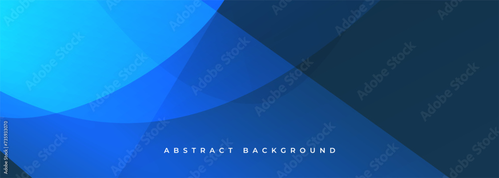 Aufkleber Abstract dark blue minimal background with dynamic wave shapes. Vector illustration wide horizontal banner