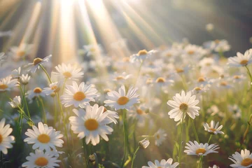 Foto op Plexiglas Daisy Flowers Basking in Sunlight. Illuminating a Bright and Refreshing Atmosphere. © cwa