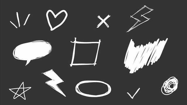 doodle icon element looping animation free hand drawing green screen