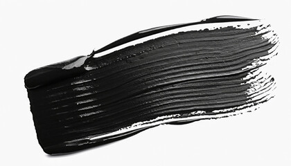 Fototapeta premium Brushstroke of black oil paint on white background, top view