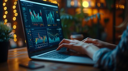 Trader Exploring Market Data on a Laptop