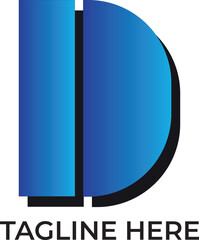 D bold gradient logo design vector