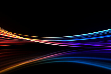multi color high speed light trails on black background, cyber tech futuristic background, abstract technology wallpaper, colorful lines on black