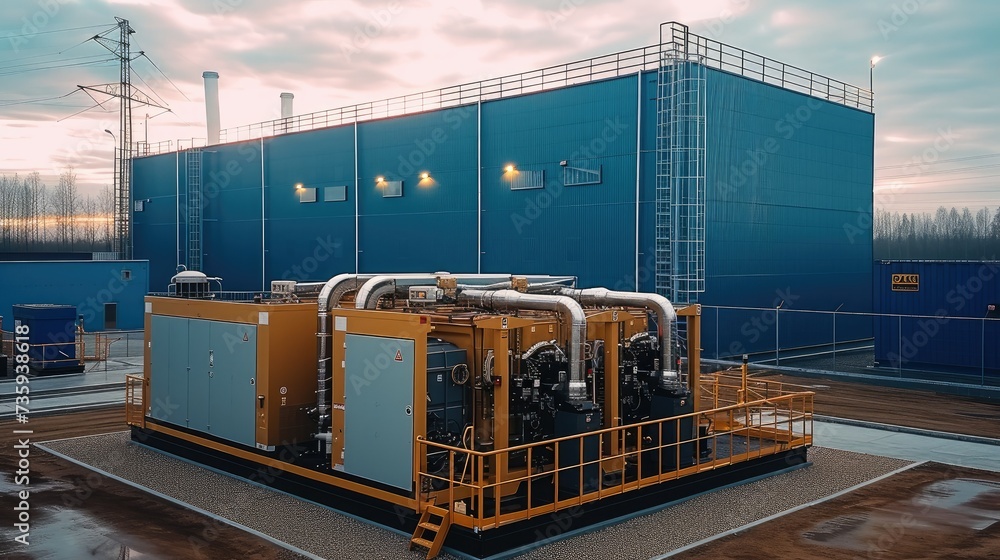 Poster a large diesel-powered generator. generative ai.