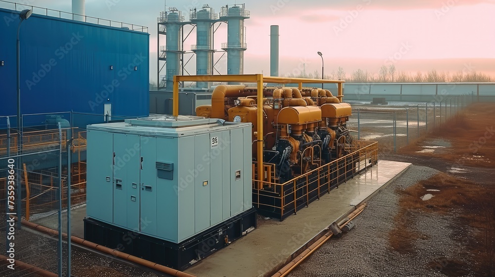 Poster A large diesel-powered generator. Generative AI.