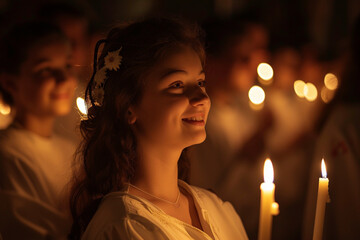 Documentary photography of a night time Easter vigil capturing the solemnity and beauty of the candlelit ceremony a powerful symbol of hope and renewal - obrazy, fototapety, plakaty
