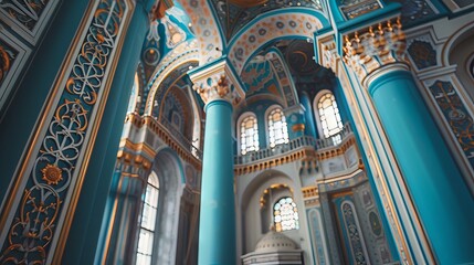 Obraz premium The majestic saint Petersburg mosque with its blue dome and minarets