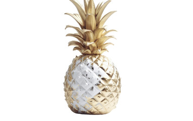 Gold and White Pineapple. A photo showcasing a vibrant gold and white pineapple against a clean Transparent background.