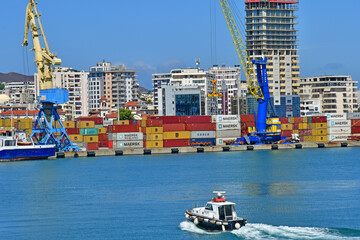 Durres; Albania - august 29 2022 : harbour - obrazy, fototapety, plakaty