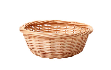 Wicker Basket. A wicker basket is featured on a plain Transparent background, displaying its intricate design and texture.