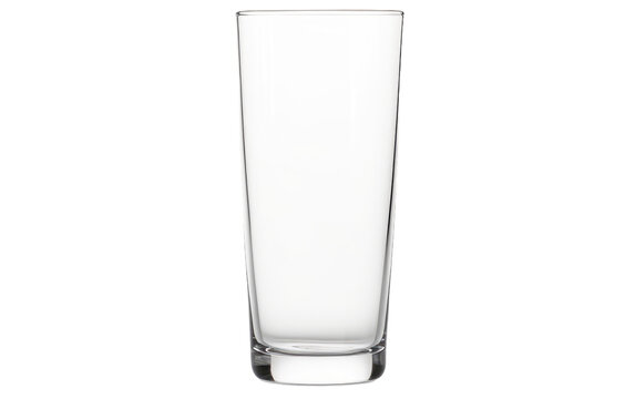 A Tall Glass of Water. A clear glass filled with water stands upright on a plain Transparent background.
