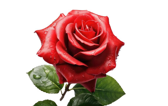 Red Rose With Water Droplets. A single red rose adorned with glistening water droplets that enhance its beauty.