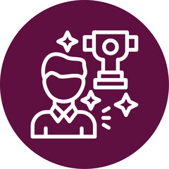 Person with a trophy for winning a competition Icon